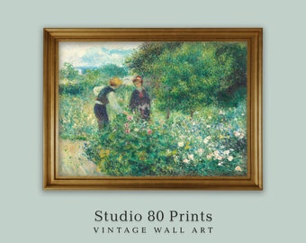 Renoir Picking Flowers Vintage Art Print: French Country Decor (Digital Download)