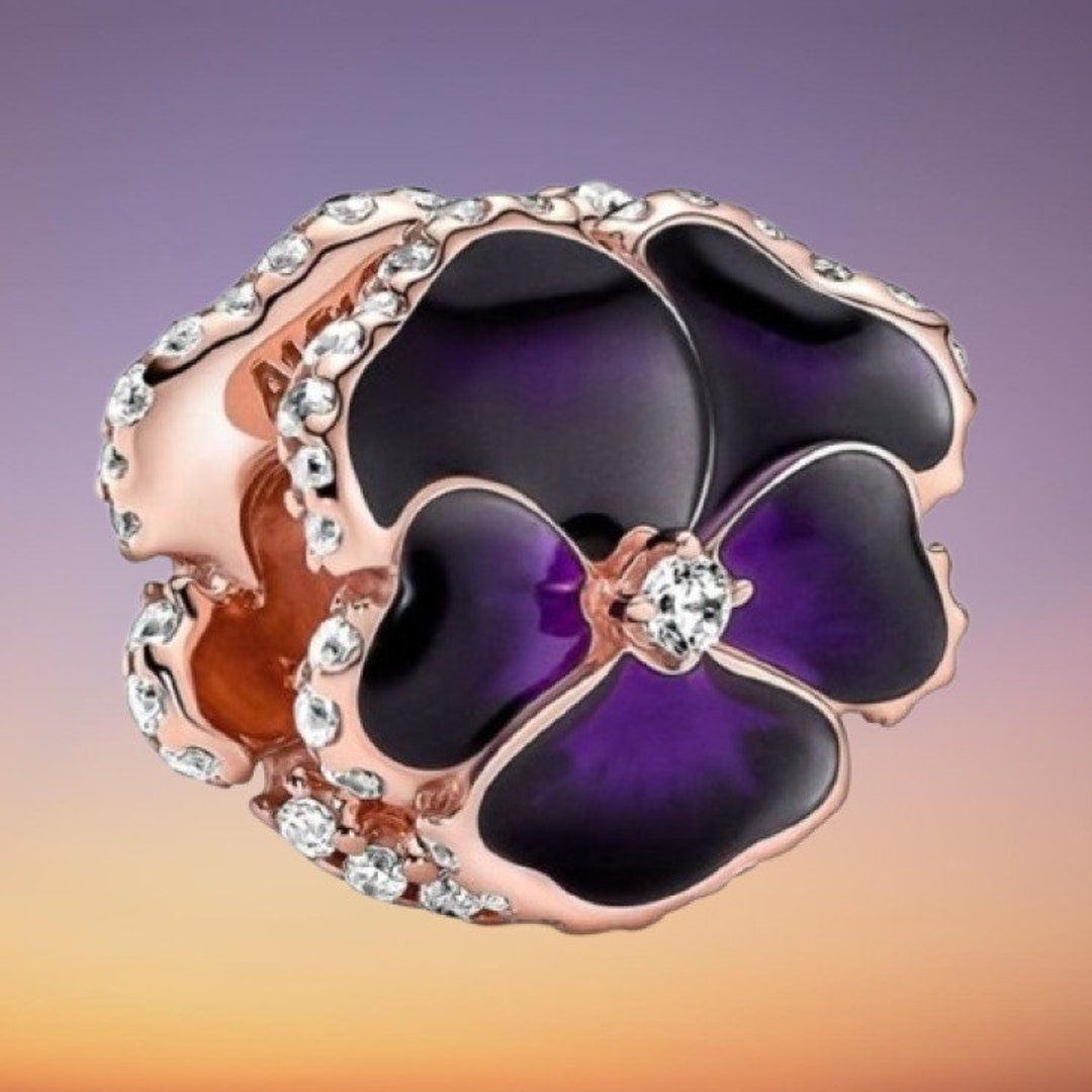 Genuine Pandora Deep Purple Pansy Flower Rose Gold 780777C01 Etsy