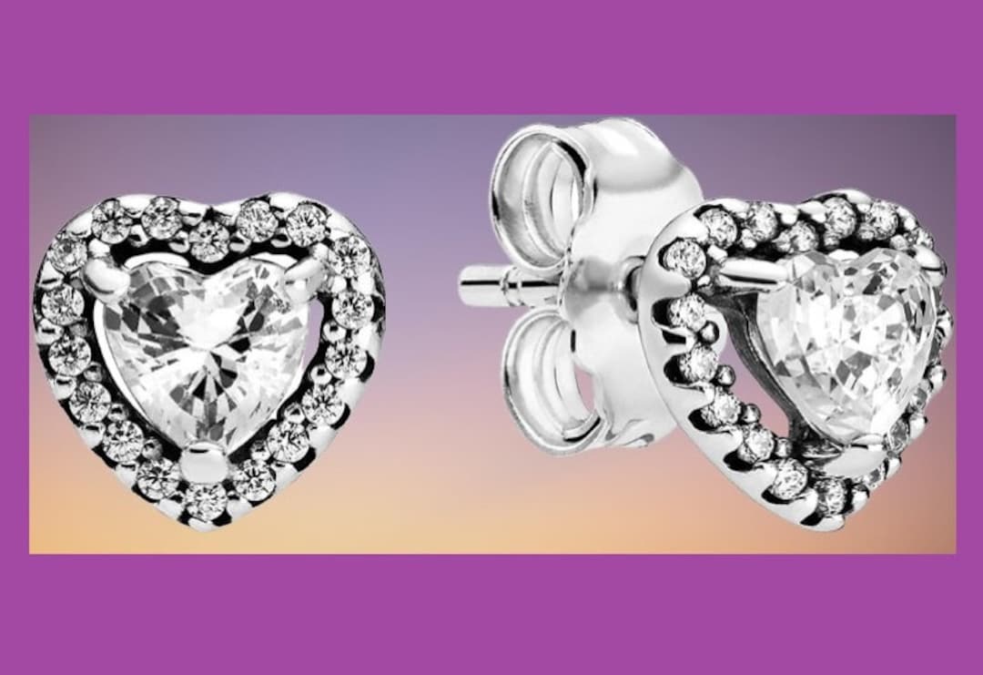 Genuine Pandora Elevated Heart Stud Earrings 298427C01 Sterling Silver S925 ALE Brand New