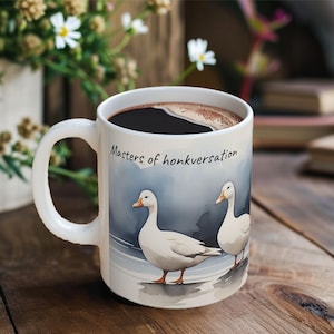 Custom Funny Goose Ceramic Mug, Snow Geese Coffee Tea Cup, Personalize Bird Painting Print Mug, Bird Lover Gift, Humor Gift for Her Him