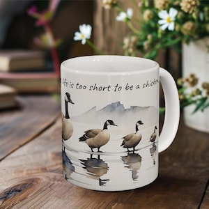 Custom Funny Goose Ceramic Mug, Canada Geese Coffee Tea Cup, Personalize Bird Painting Print Mug, Bird Lover Gift, Humor Gift for Her Him
