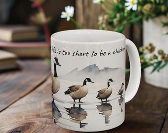Taza de cerámica personalizada con diseño divertido de ganso, taza de café o té con gansos canadienses, taza personalizada con estampado de aves, regalo para amantes de las aves, regalo con humor para ella y para él.