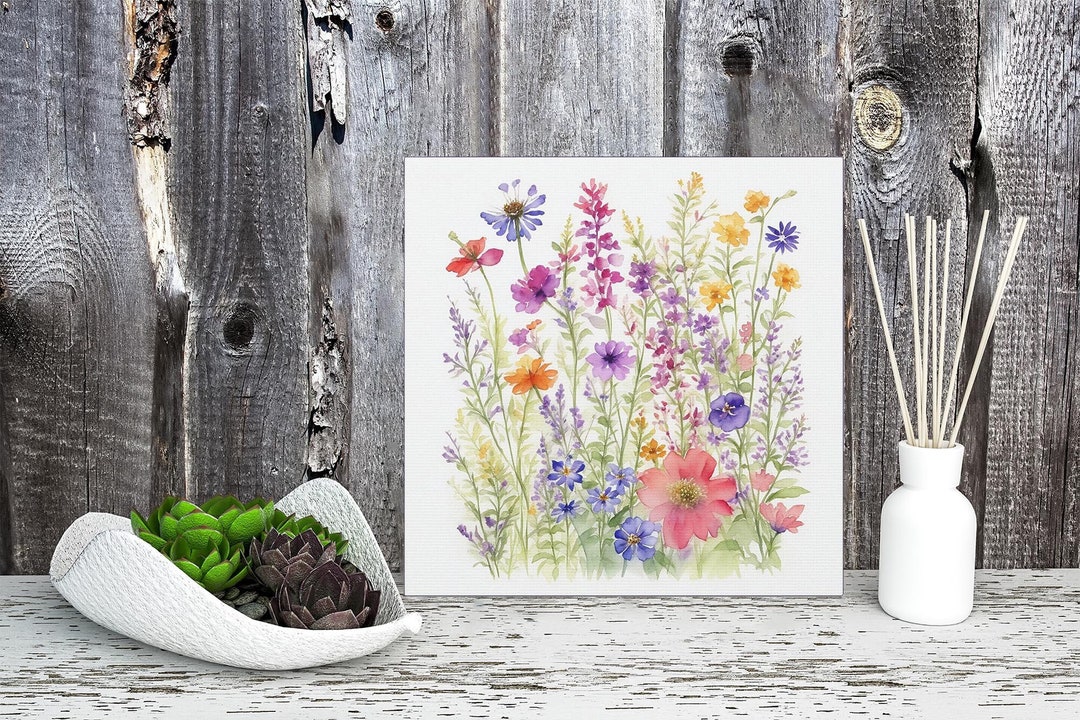 Wildflowers Watercolor Painting Wall Art Canvas Gallery Wraps Floral ...