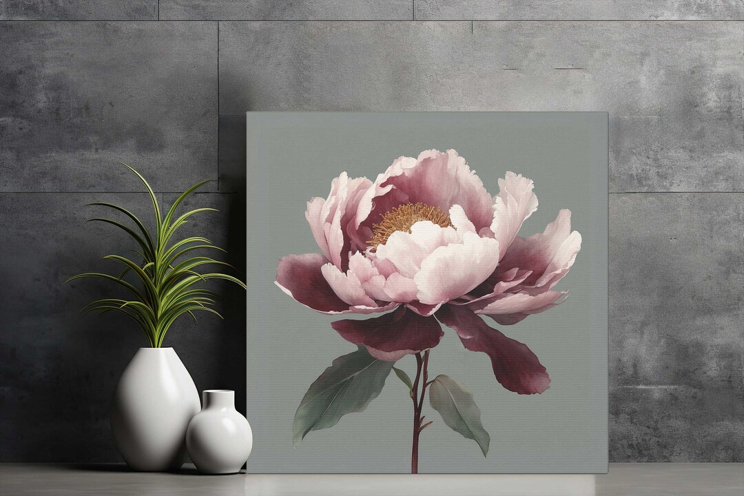 Blush Pink Peony Wall Art, Minimalist Japandi Style Art Print, Modern ...