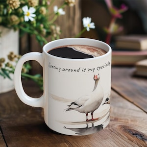 Custom Funny Goose Ceramic Mug, Snow Geese Coffee Tea Cup, Personalize Bird Painting Print Mug, Bird Lover Gift, Humor Gift for Her Him