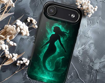 Green Mermaid Fantasy Phone Case, Mythical Mermaid Cell Cover, Phone Case for iPhone 17 16 15 14 13 12 11 Samsung S25 S24 S23 S22 S21 Model