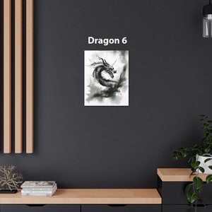 Chinese Painting Baby Dragon Art Print on Canvas Gallery Wrap Gift, Dragon Sumi-e Nursery Wall Decor, Minimalist Lunar New Year Home Accent Dragon 6