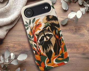Funda resistente para teléfono con diseño de mapache adorable, funda para teléfono con animales del bosque, funda para iPhone 17 16 15 14 13 12 11 Samsung S26 S25 S24 S23 S22 S21