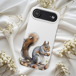 Funda resistente para teléfono con diseño personalizado de ardilla, funda para teléfono con pintura de ardilla, funda para iPhone 17 16 15 14 13 12 11 y modelos Samsung S25 S24 S23 S22 S21
