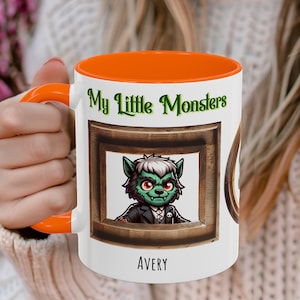 Personalized Monster Family Gift Mug, Monster Kids Coffee Cup, Grandma Little Monsters Gifts, Custom Monster Family Gift for Mom, Aunt, Dad