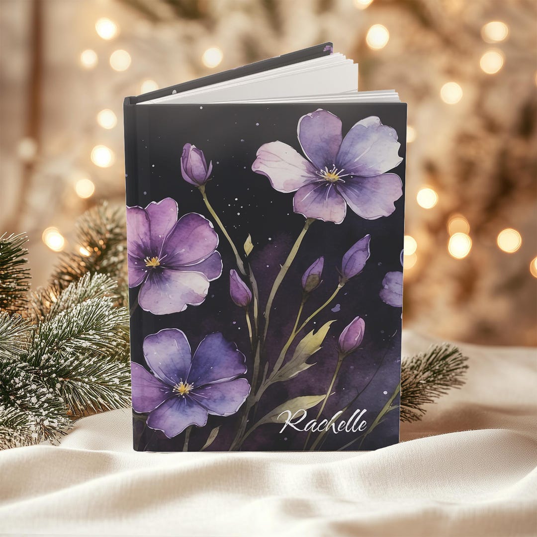 Custom Watercolor Violet Hardcover Journal, Inspirational Writing ...