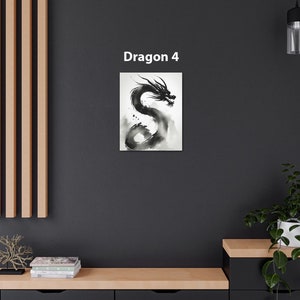 Chinese Painting Baby Dragon Art Print on Canvas Gallery Wrap Gift, Dragon Sumi-e Nursery Wall Decor, Minimalist Lunar New Year Home Accent Dragon 4