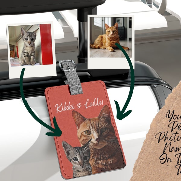 Custom Luggage Tag Photo, Personalized Pet Art & Name on Suitcase Tag, Custom Sketched Pet Baggage Tag, Dog Cat Bag Label, Gift for Dog Mom