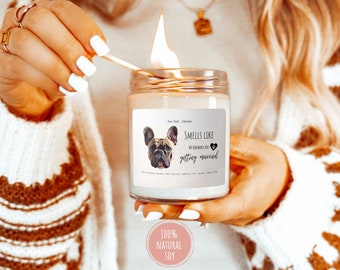 Custom Dog Parents Getting Married Natural Soy Candle, Personalized Dog Engagement Gift, Pet Photo Wedding Gift, Bridal Gift for Dog Mom