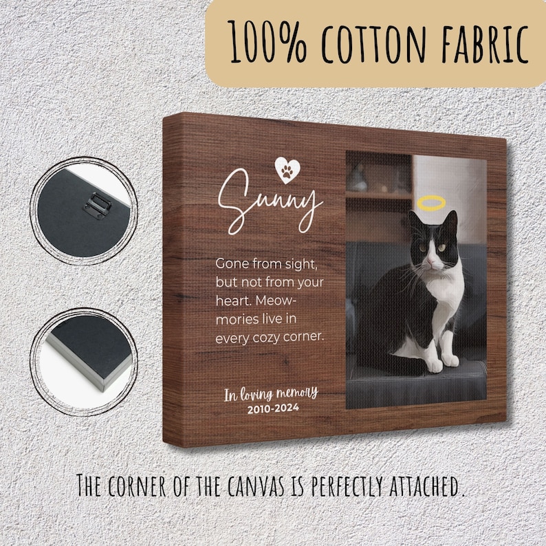 Cat Memorial Gift, Custom Photo Cat Memorial Canvas, Cat Loss Gift