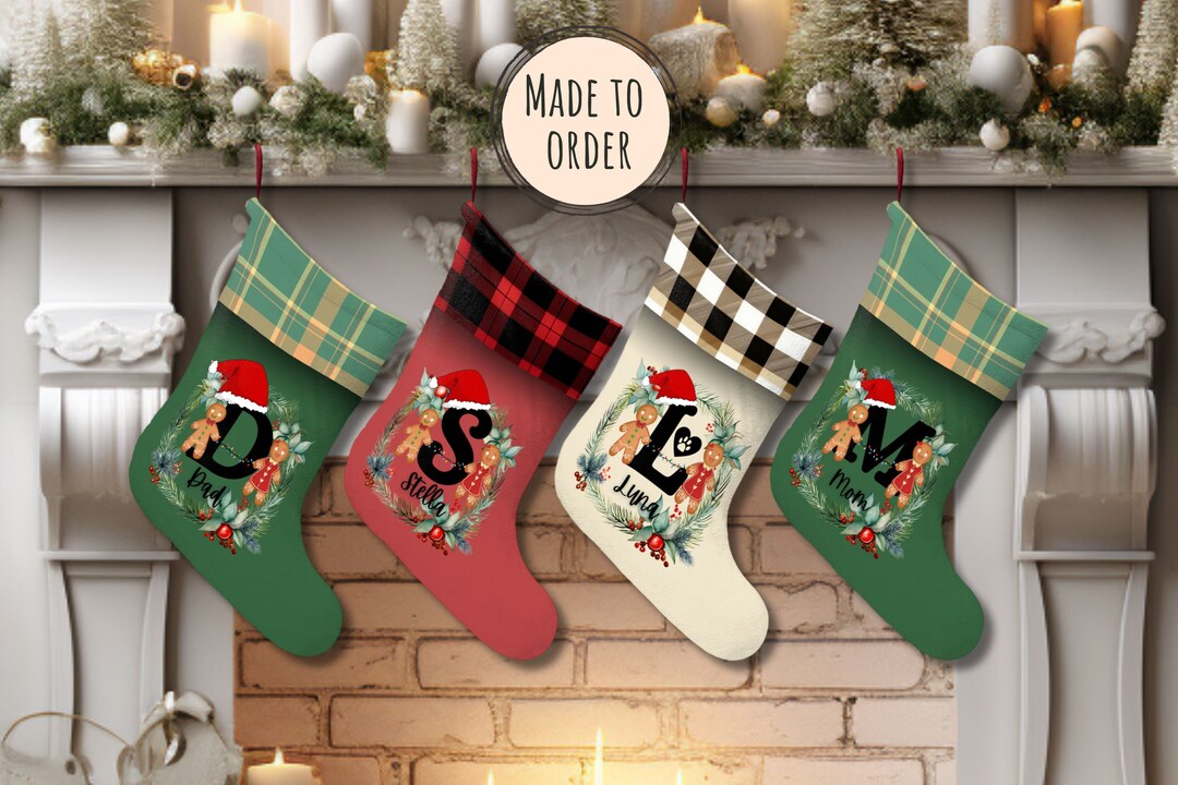Family Christmas Stockings Personalized Initial Letter Etsy