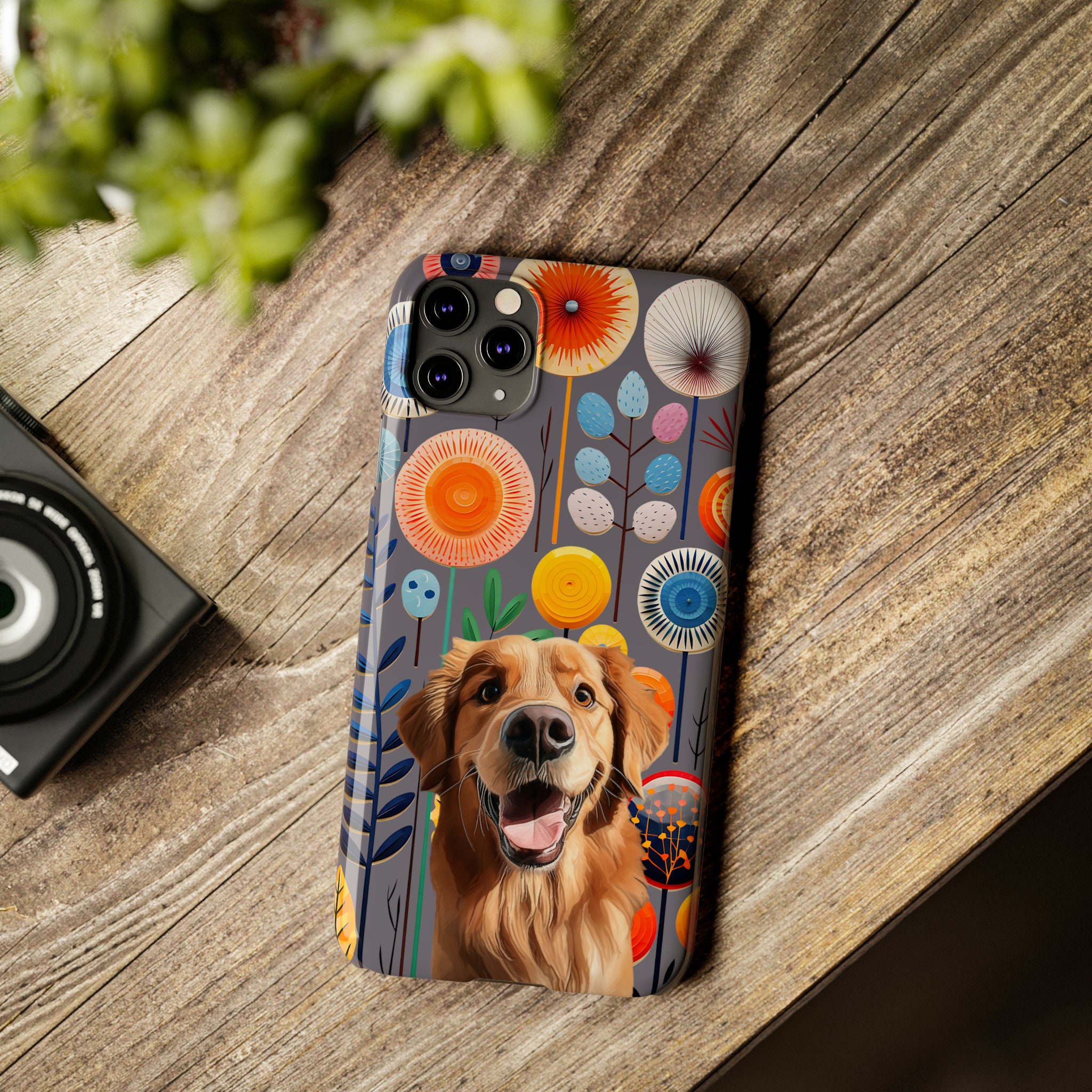 Custom Sketched Pet Portrait Phone Case With Flowers Floral Cover