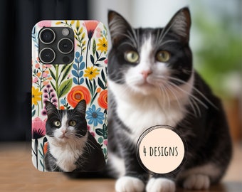 Custom Pet Phone Case, Personalized Portraits Using Pet Photo, Custom Dog Phone Case, Flower & Cat Phone Case, Dog Photo Phone Case, Dog Mom