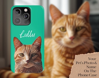 Custom Phone Case Dog, Custom Phone Case Using Pet Photo & Name, Personalized Pet Illustrated Phone Case, Cat Phone Casing, Dog Lover Gift