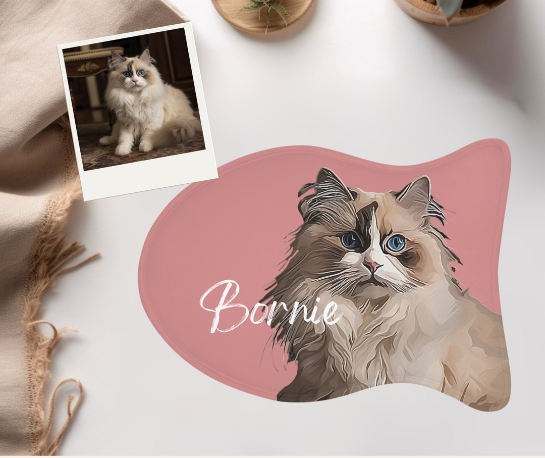 Personalized Cat Mat Using Cat Photo & Name Custom Pet Bowl Etsy