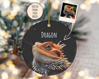 Bearded Dragon, Custom Bearded Dragon Christmas Ornament, Personalized Pet Ornament, Reptiles Lizards Lover, Pogona Owner Gift, Beardie Art