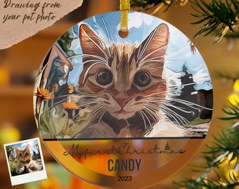 Glass Ornament Personalized, Custom Cat Ornament, Cat Ornament Christmas, Custom Pet Photo Ornament, Custom Cat Photos, Custom Cat Portrait