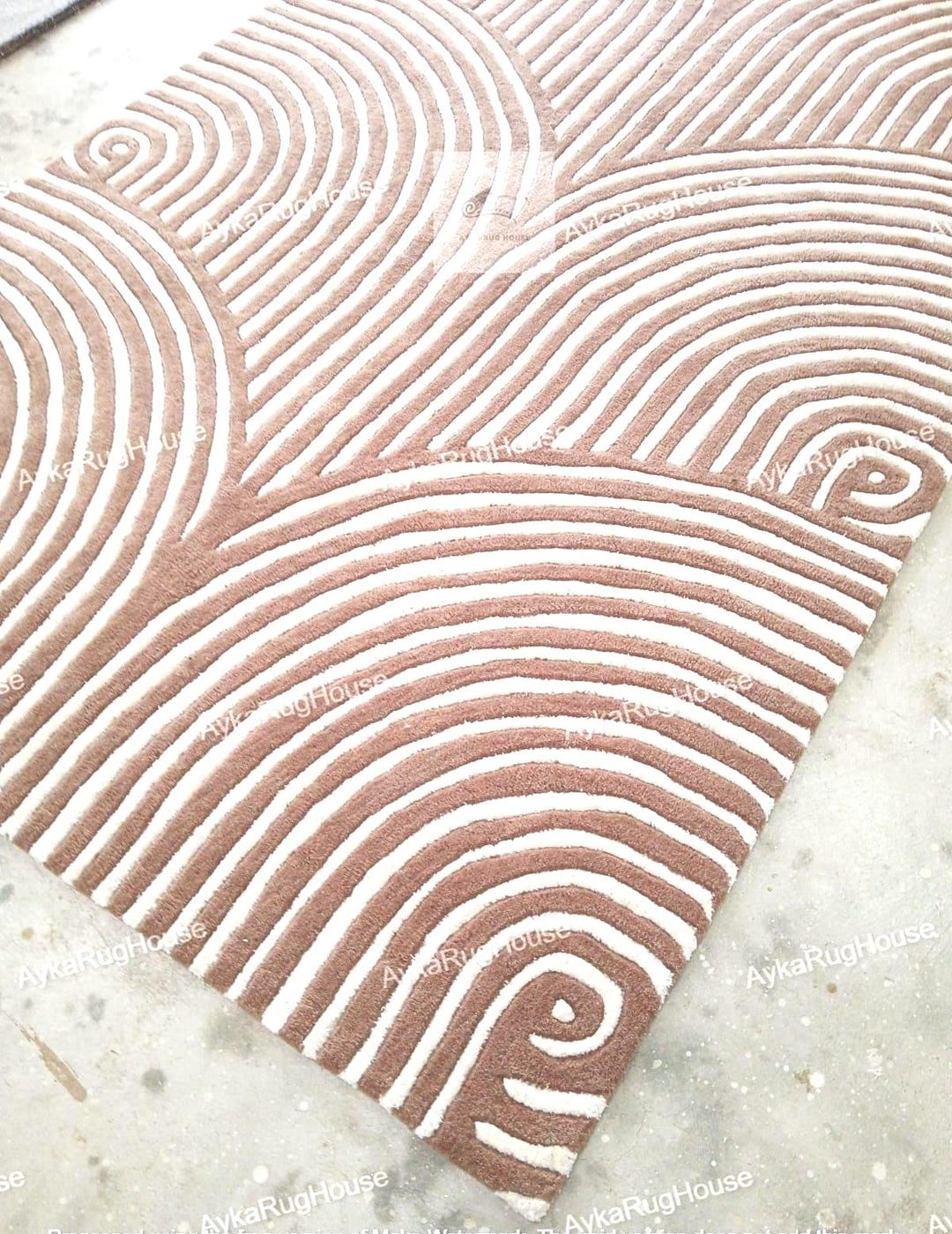 Hand Tufted Wool and Silk Modern Rug | Abstract Geometric Design - Etsy