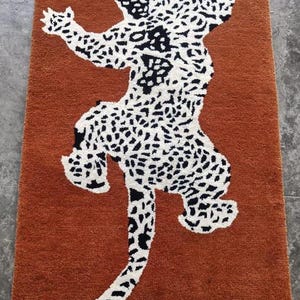 9x12 Leopard Handmade Area Rug 6x9 Hand Tufted Rug 100% Wool Rug | Animal Rug for Bedroom | Kid Room | Entryway Rug Custom Size Available,