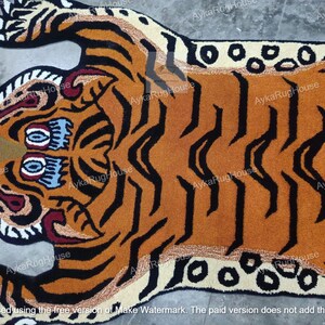 Alfombra de tigre tibetano hecha a mano, alfombra de lana de animal para dormitorio, sala de estar, pasillo, habitación de niños, guardería o entrada. Tamaño personalizado disponible