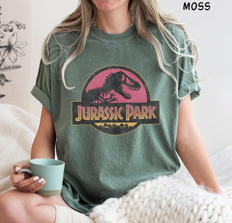 Jurassic Park Tropical Floral Gráfico T Camisa De Algodão Puro T