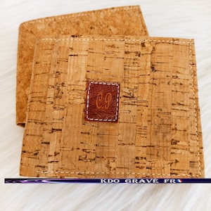 Porte carte personnalisé | Portefeuille gravé en liège véritable | Porte feuille femme homme | cadeau saint valentin personnalisé