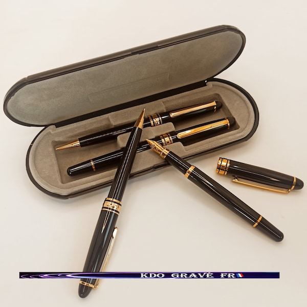 Stylo plume personnalisé avec porte mine | Stylo personnalisable avec prénom et texte | Idée cadeau anniversaire femme et homme en coffret