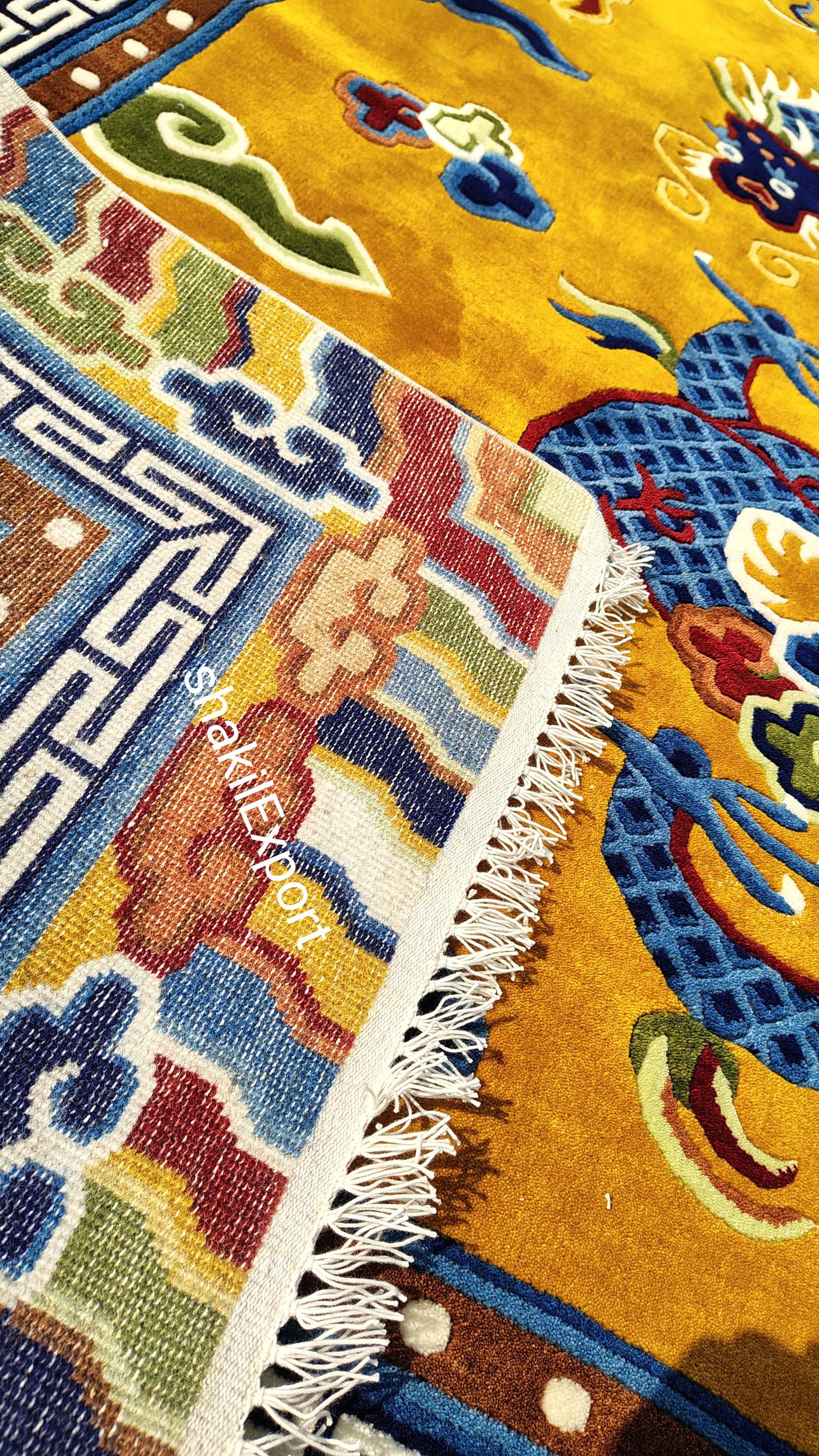 Tibetan Hand Knotted Rugs | Wool Authentic Nepali Teppich Dragon Carpet ...