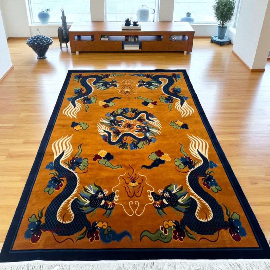 Tibetan Hand Knotted Rugs | Wool Authentic Nepali Teppich Dragon Carpet ...