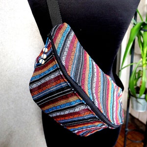 Colorful bum bag with ethnic pattern