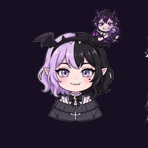 Pastell-Goth-Vampir-VTuber-Avatar & Emotes-Bundle PNGTuber (Digitaler Download)