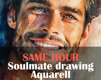Soulmate Watercolor Portrait: Tarot Reading, Same Hour