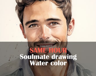 Soulmate portrait - Water color | tarot reading | characteristics description |  Psychic Reading | Same hour | Love | Husband | drawing