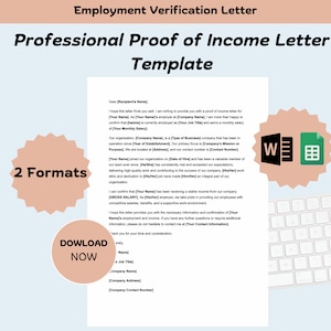 プロフェッショナルな収入証明書テンプレート、雇用証明レター、雇用レター Microsoft Word