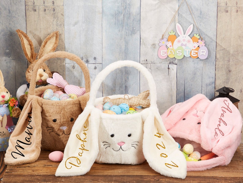 Custom Easter Bunny Basket,personalized Easter Basket,monogram Easter Basket,boy Girls Name