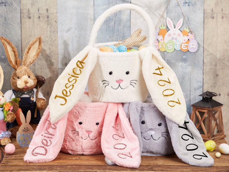Custom Easter Bunny Basket,personalized Easter Basket,monogram Easter Basket,boy Girls Name