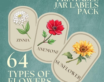 Vintage Flower Seed Packet Labels | Printable Garden & Pantry Stickers (Digital Product)