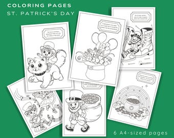 St Patricks Day Coloring Pages: Leprechaun & Shamrock Designs (Digital Download)