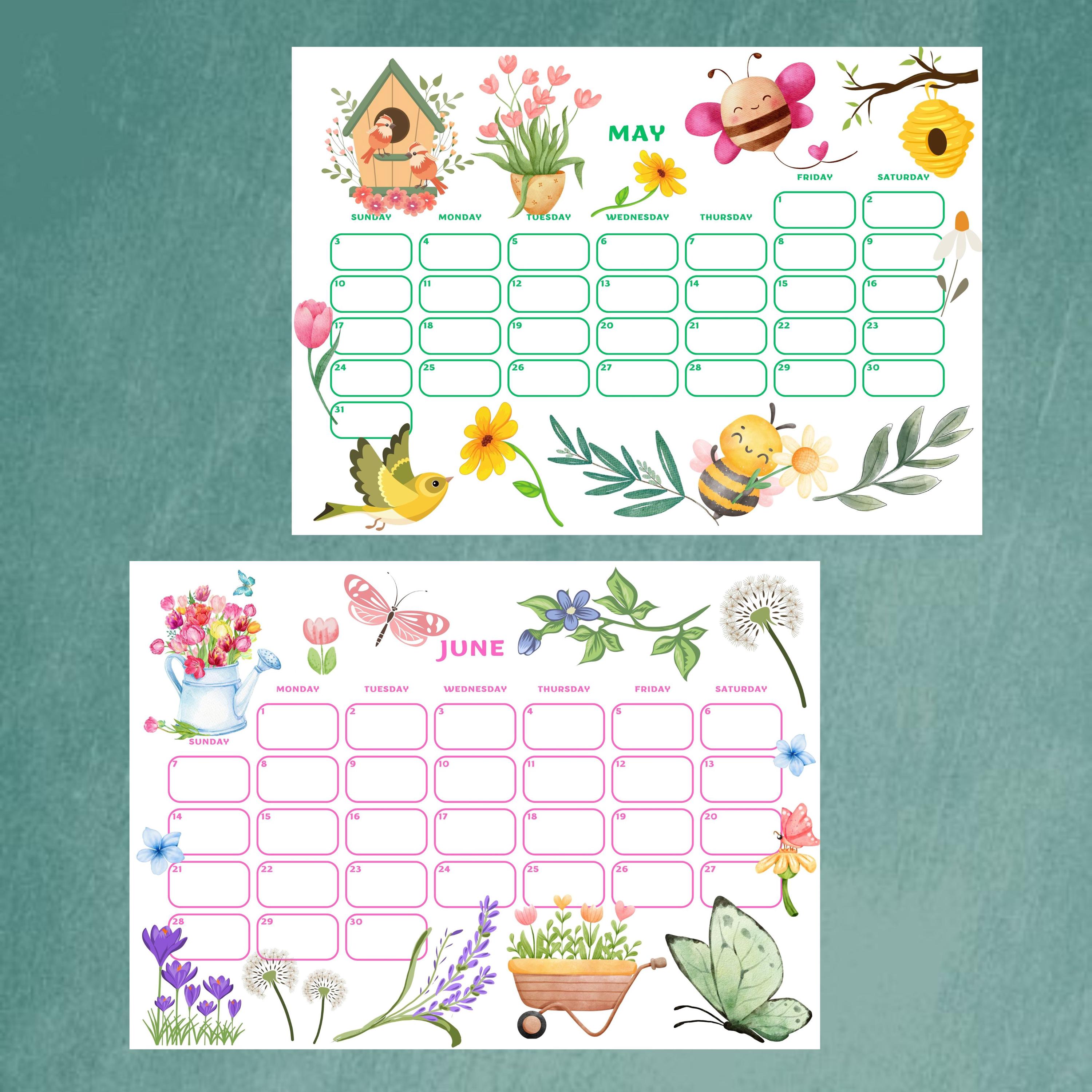 Cute Kids Calendar 2026, Printable Desk and Wall Calendar for Home or ...