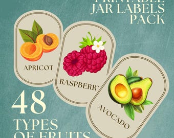 Printable Jam Jar Labels | Vintage Fruit & Berry Tags | Canning Labels |Digital Product