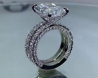 3.50 Ct Radiant Moissanite Engagement Ring, Radiant Bridal Ring Set, Wedding Ring Set, Summer Jewellery, Anniversary Ring Set, Ring For Her