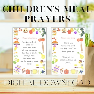 Oraciones para la hora de comer de los niños - Oraciones para la cena de los niños - Oración familiar imprimible