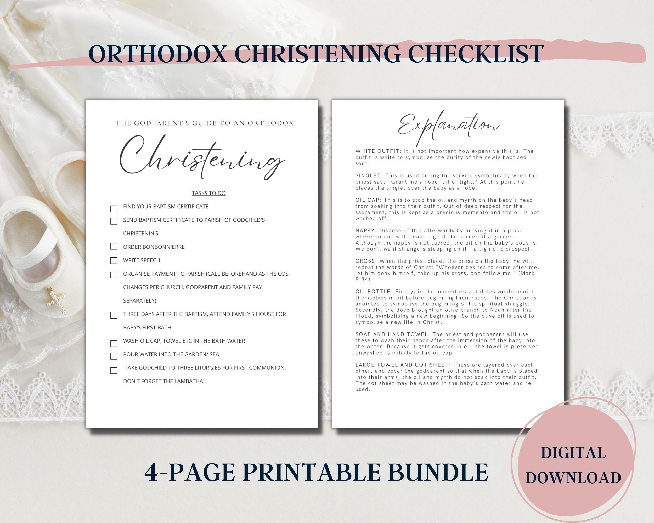 PRINTABLE Godparent's Christening Checklist for Orthodox Etsy