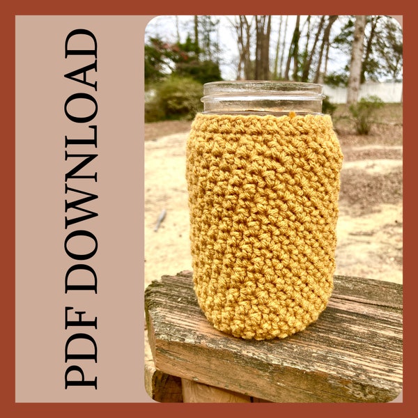 CROCHET PATTERN - Mason Jar Cozy Pattern, Mason Jar Sweater Sleeve Pattern, PDF Crochet Pattern, Jar Coozie Pattern, Mason Jar Sleeve