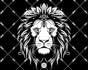 Modern Lion Head, Ornamental, SVG, PNG, Lion Tattoo, Vector, HTV, Cricut, Silhouette, stickers, decals, Clipart, Lion Stencil, Tribal Lion,